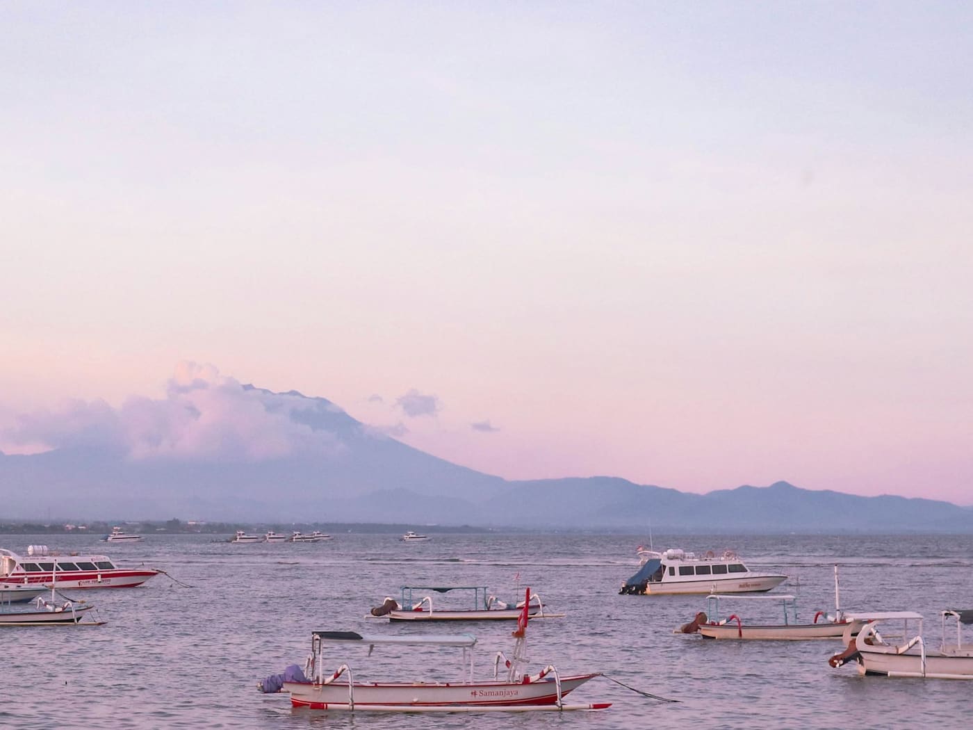 Boats at anchor off Sanur, Bali