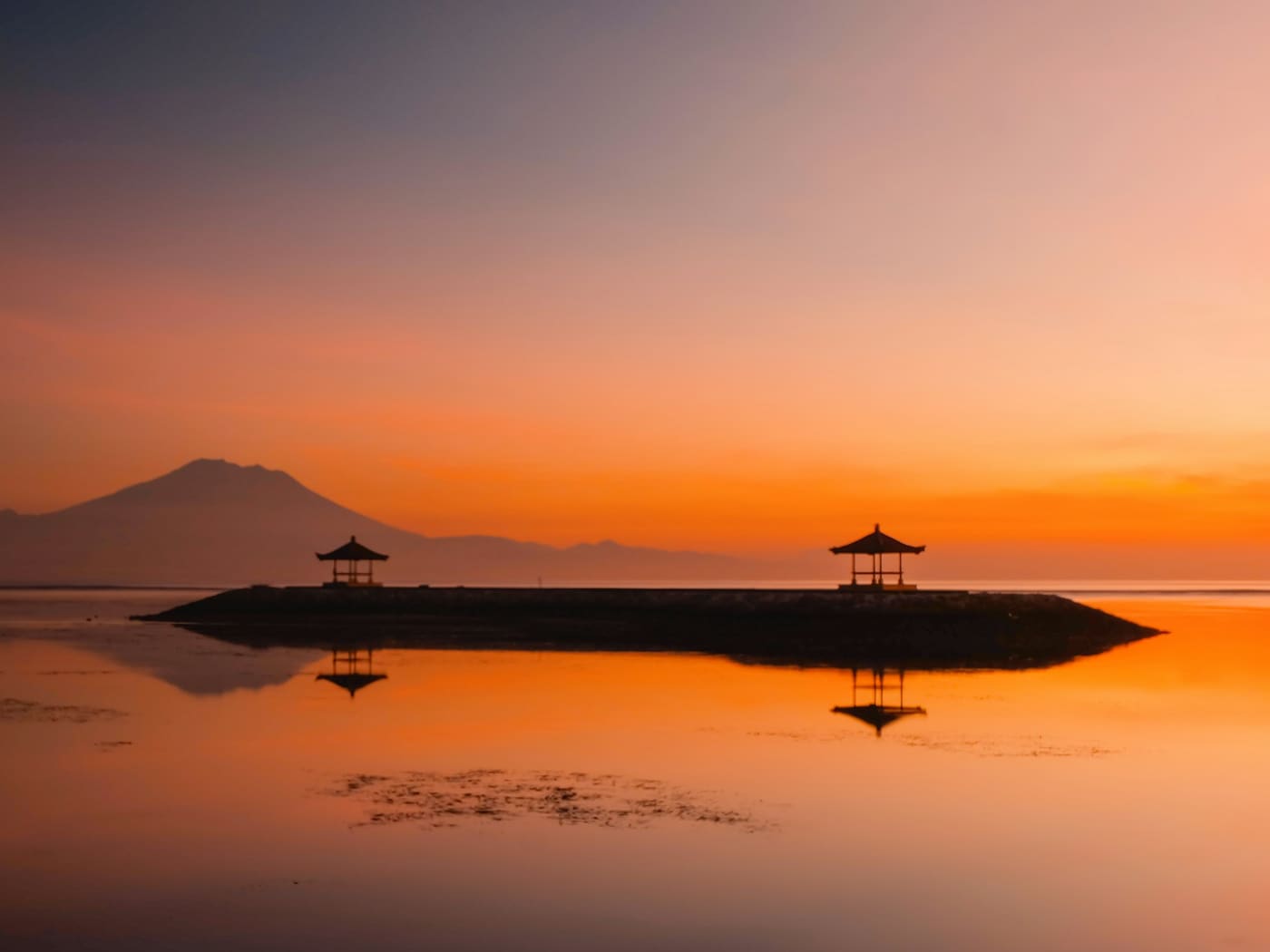 Sunrise on Sanur beach, where the boats leave from