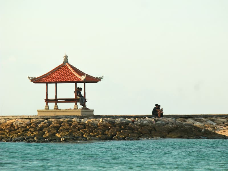 A Balinese pavilion on the breakwater at Sanur